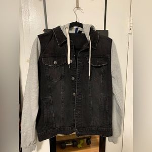 H&M Denim Sweater Jacket With Removable Hood